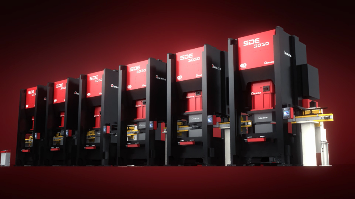 Photo:High-speed tandem line press system combining Amada's press system and Oriimec's automation equipment