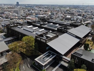 Photo: Overhead view of solar panels on the roof of the Isehara Works
